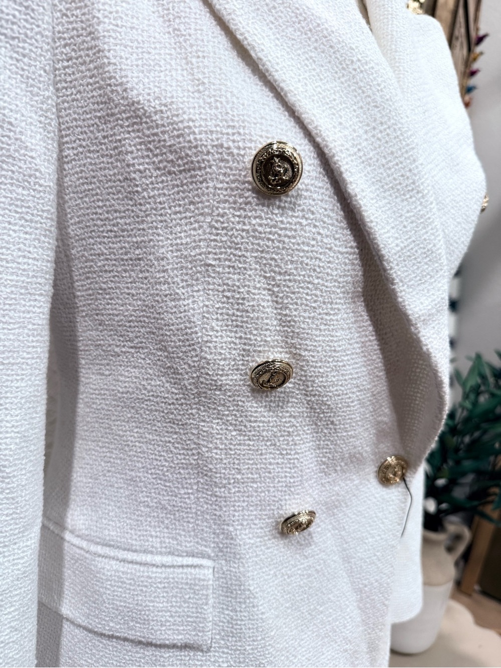 Zara Classic Double-Breasted White Women's Blazer 0060 - Picture 3 of 4